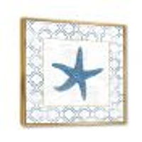 Navy Starfish with Gold  Canvas Wall Art