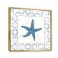 Navy Starfish with Gold  Canvas Wall Art