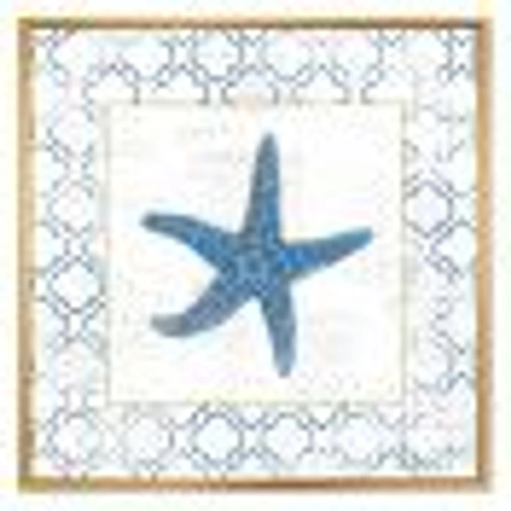 Navy Starfish with Gold  Canvas Wall Art