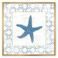 Navy Starfish with Gold  Canvas Wall Art