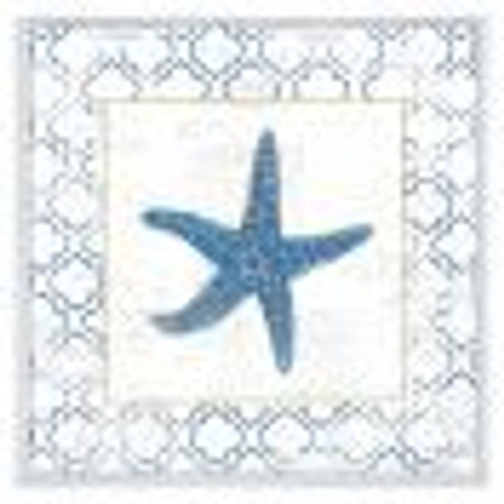 Navy Starfish with Gold  Canvas Wall Art