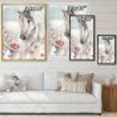 Watercolors Pink Wild Horses II  Wall Art