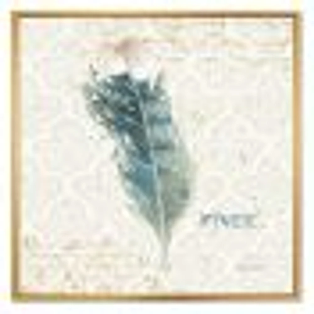 Toile « Damask Painted Gilded Feather on Blue »