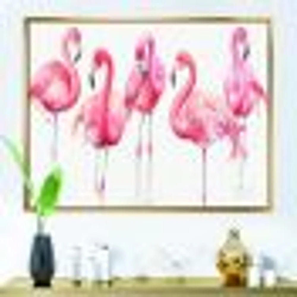 Gracefully Pink Shabby Flamingo  Canvas Wall Art