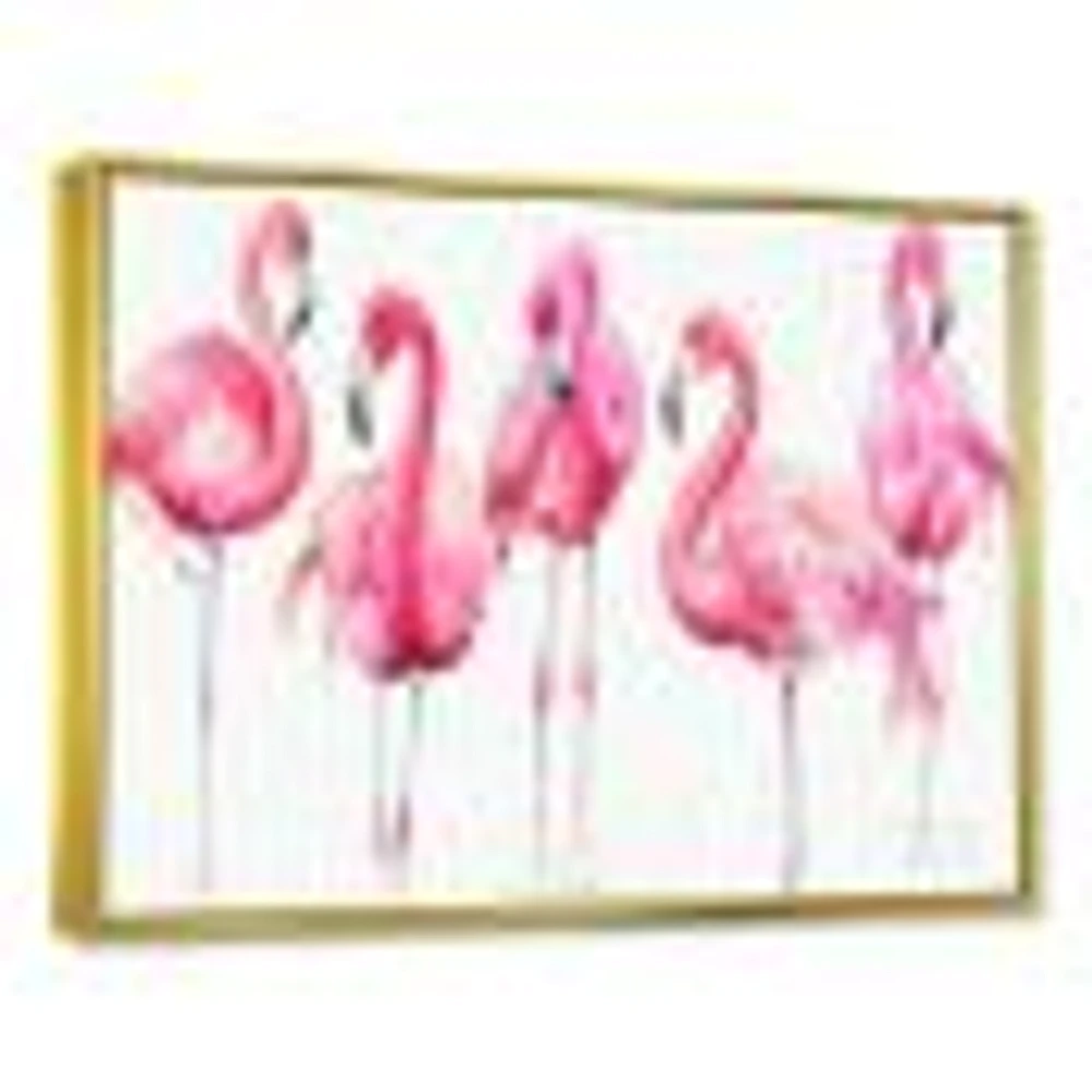 Gracefully Pink Shabby Flamingo  Canvas Wall Art