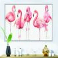 Gracefully Pink Shabby Flamingo  Canvas Wall Art