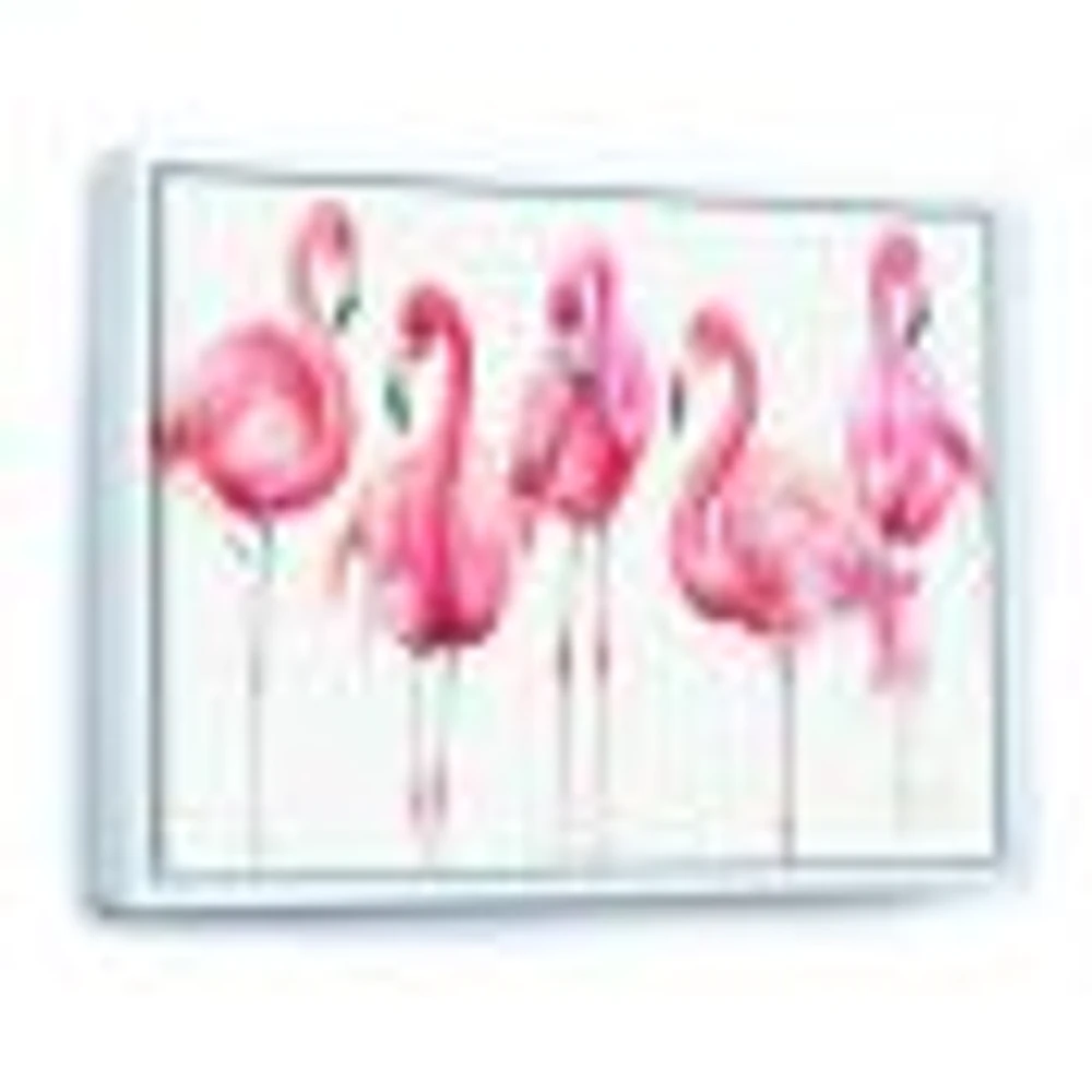 Gracefully Pink Shabby Flamingo  Canvas Wall Art