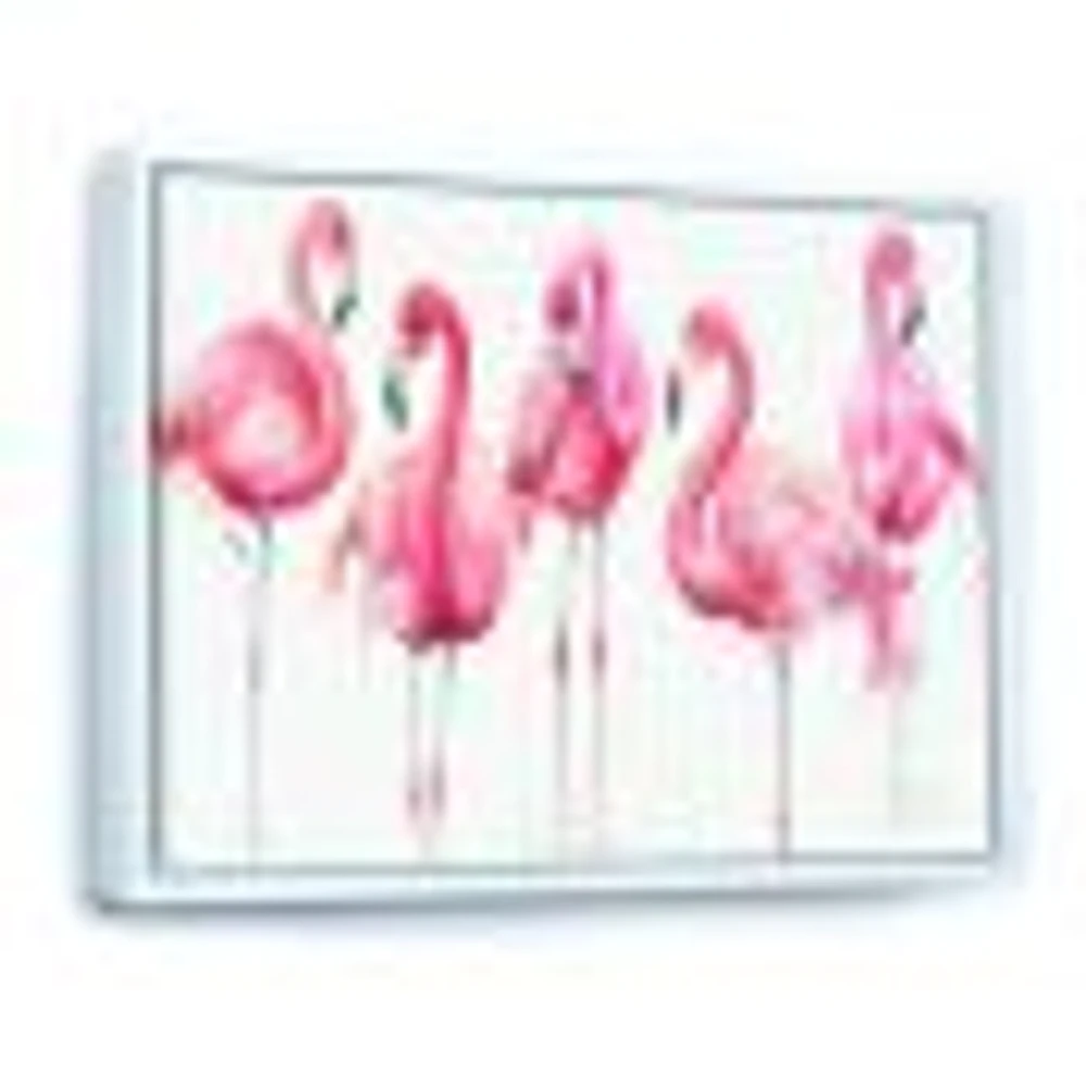 Gracefully Pink Shabby Flamingo  Canvas Wall Art