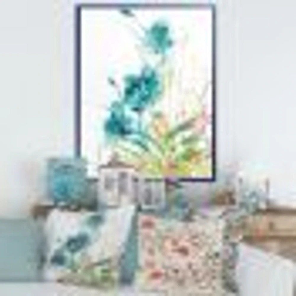 Wild Blue Abstract Farmhouse Flowers Wall Art