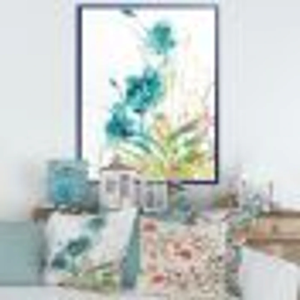 Wild Blue Abstract Farmhouse Flowers Wall Art