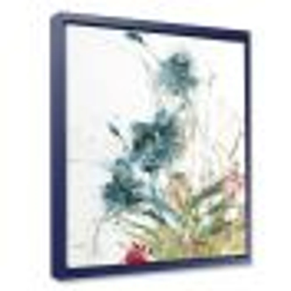 Wild Blue Abstract Farmhouse Flowers Wall Art