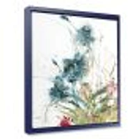 Wild Blue Abstract Farmhouse Flowers Wall Art