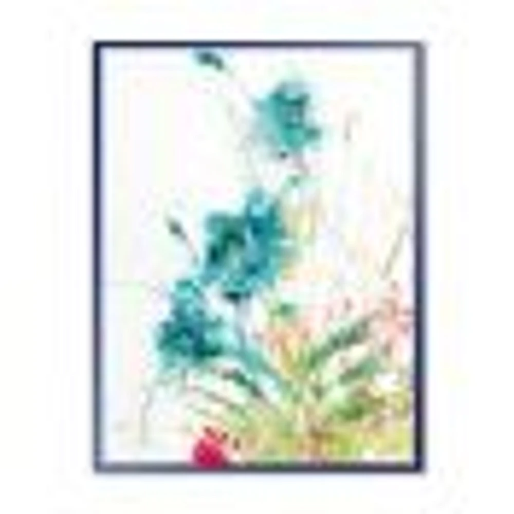 Wild Blue Abstract Farmhouse Flowers Wall Art