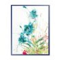 Wild Blue Abstract Farmhouse Flowers Wall Art