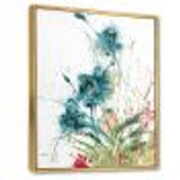 Wild Blue Abstract Farmhouse Flowers Wall Art