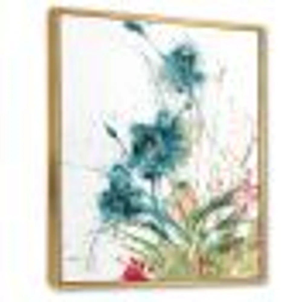 Wild Blue Abstract Farmhouse Flowers Wall Art