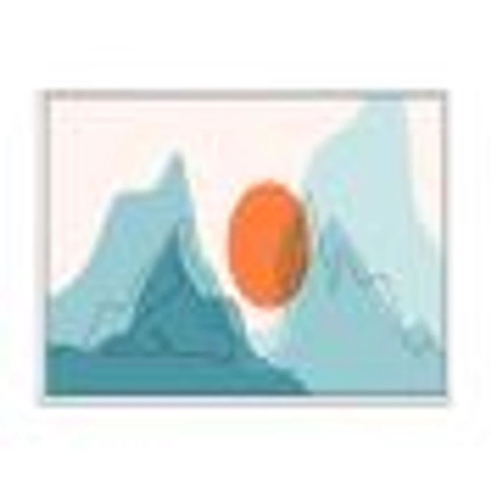 Toile « Red Moon Over Abstract Blue Mountains I