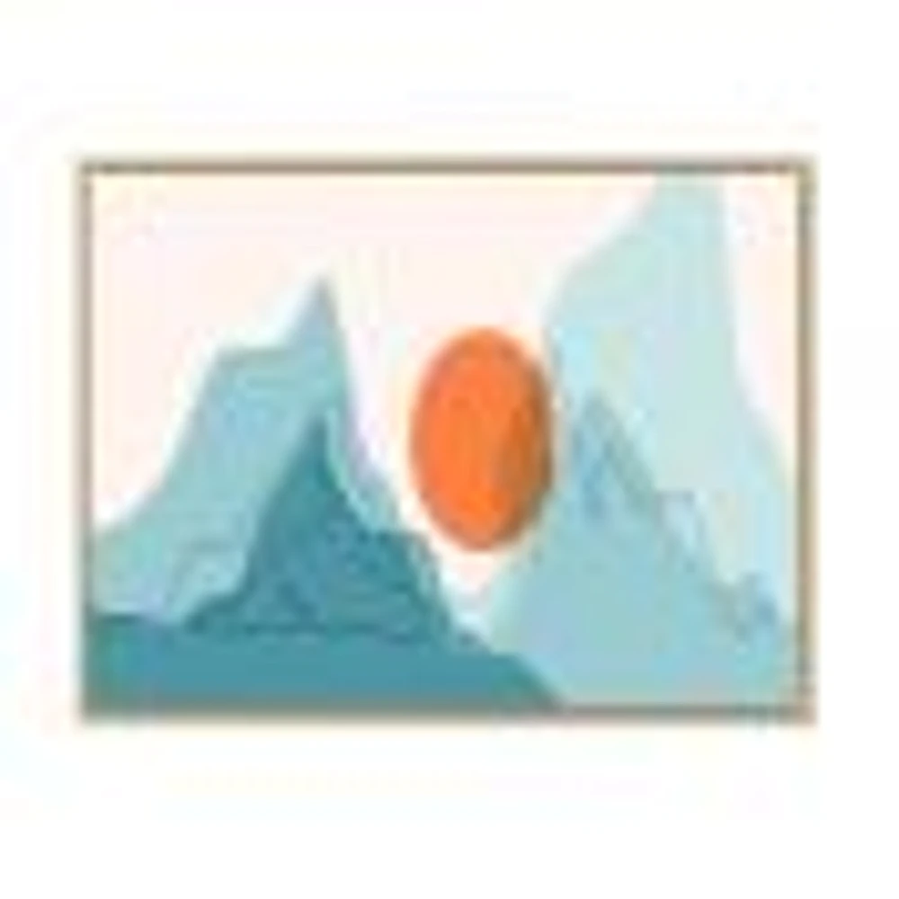 Red Moon Over Abstract Blue Mountains I  Wall Art