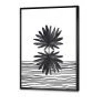 Black and White Tropical Leaf on Striped II  Wall Art