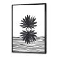 Toile « Black and White Tropical Leaf on Striped II »