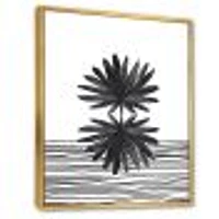 Black and White Tropical Leaf on Striped II  Wall Art