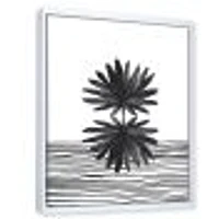 Black and White Tropical Leaf on Striped II  Wall Art