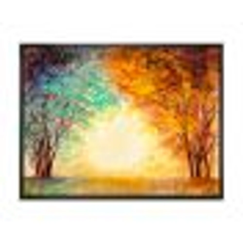 Toile « Alley Through The Park Autumn Sunset »