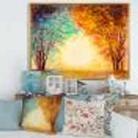 Toile « Alley Through The Park Autumn Sunset »