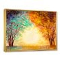 Alley Through The Park Autumn Sunset  Wall Art