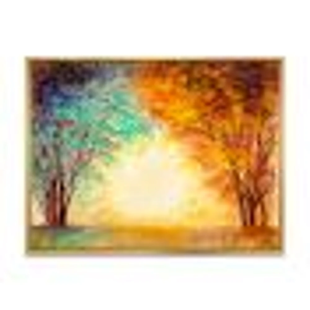 Toile « Alley Through The Park Autumn Sunset »