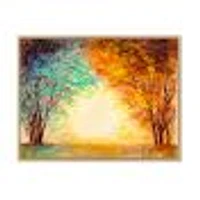 Toile « Alley Through The Park Autumn Sunset »