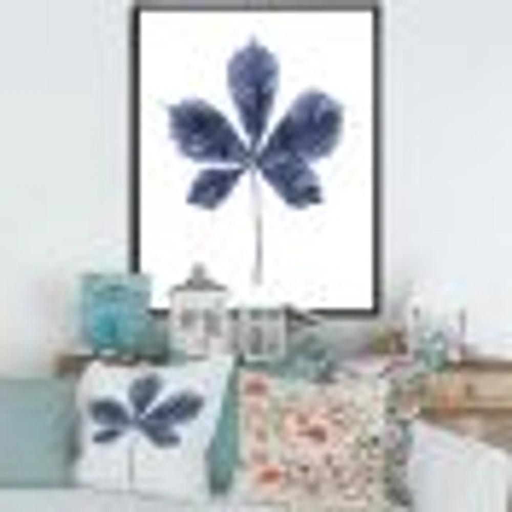 Navy Blue Chestnut Leaf  Wall Art