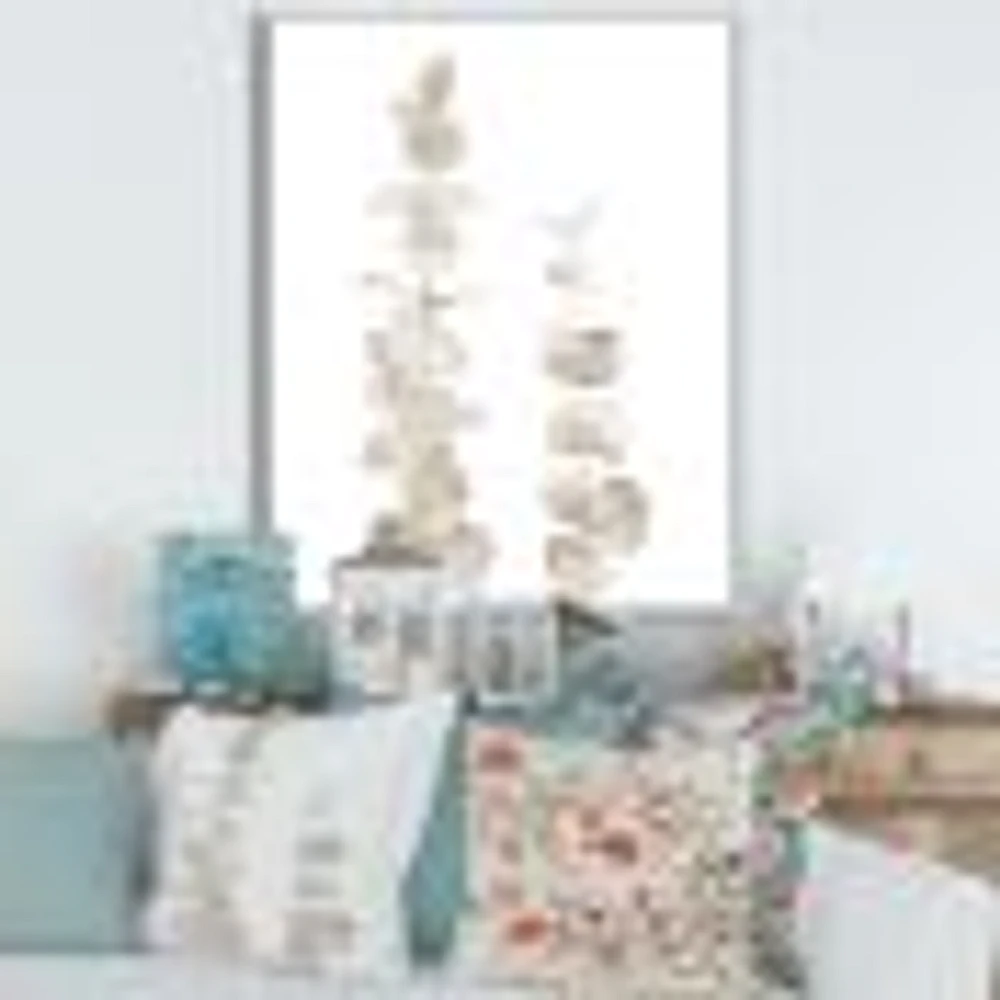 Beige Eucalyptus Branches on White  Wall Art