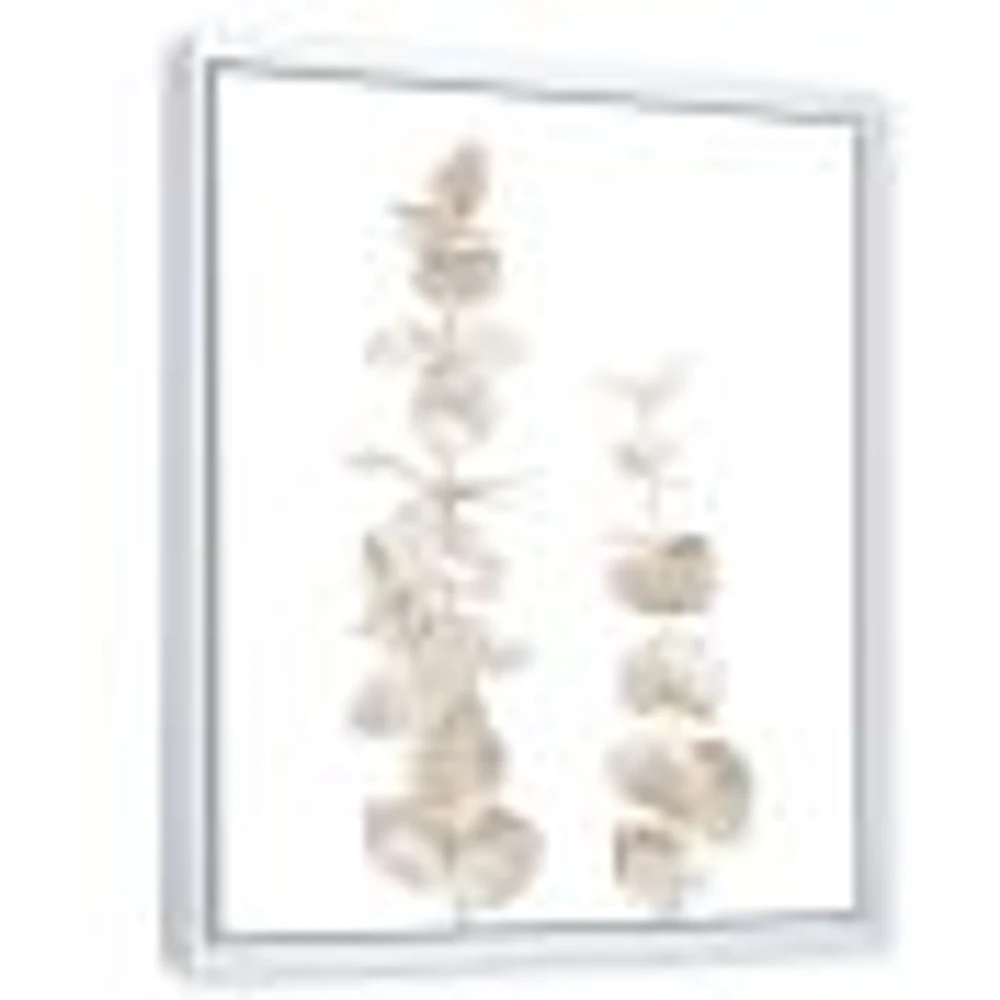 Beige Eucalyptus Branches on White  Wall Art