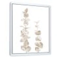 Beige Eucalyptus Branches on White  Wall Art