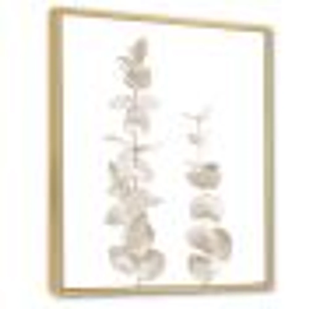 Beige Eucalyptus Branches on White  Wall Art