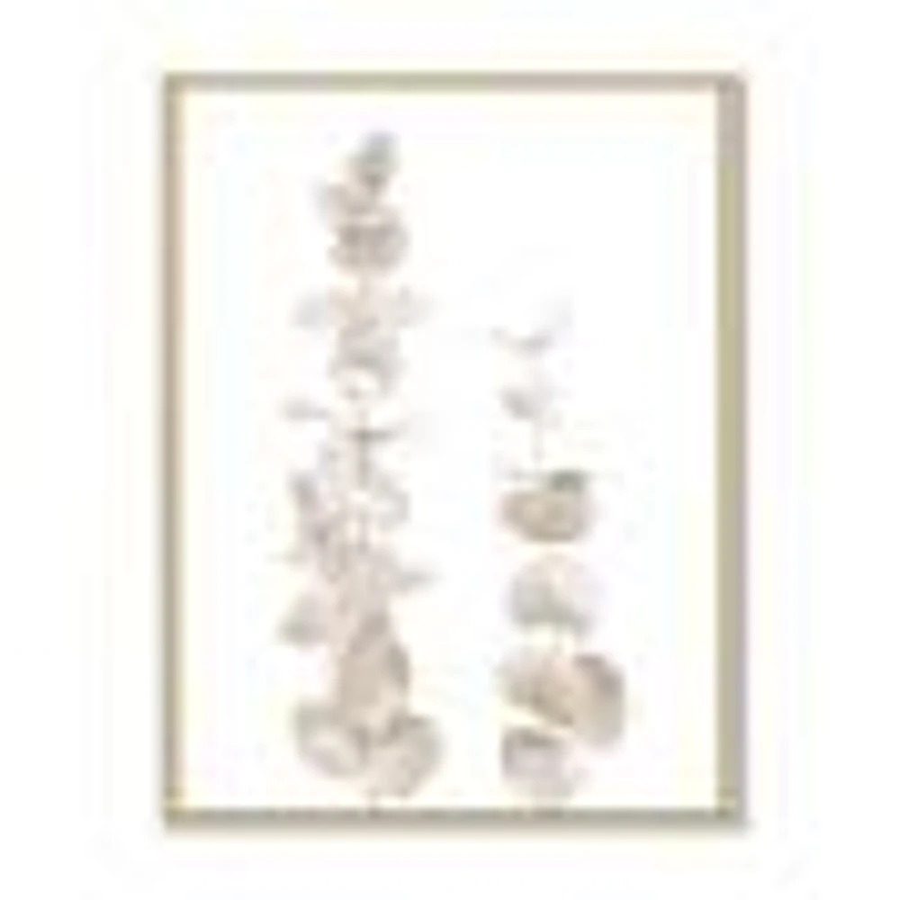 Beige Eucalyptus Branches on White  Wall Art