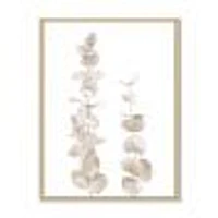 Beige Eucalyptus Branches on White  Wall Art