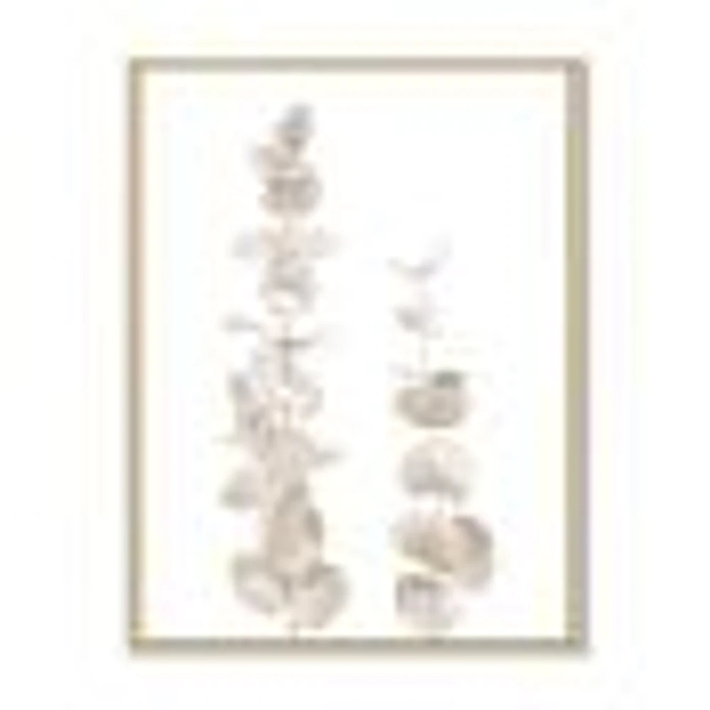 Toile « Beige Eucalyptus Branches on White »