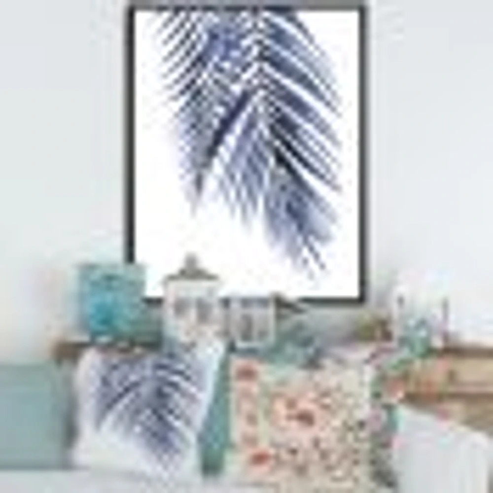 Toile « Blue Palm Leaves Abstract Tropical Branches »