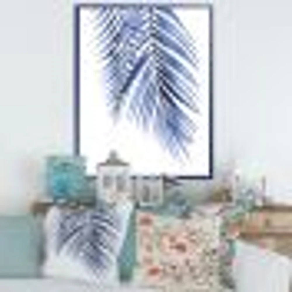 Toile « Blue Palm Leaves Abstract Tropical Branches »