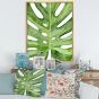 Toile « Green Monstera Leaf Tropical Palm Botanical Detail »