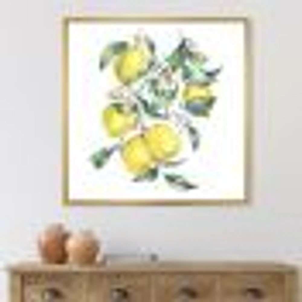 Branch of Yellow Lemons and Leaves I  Wall Art