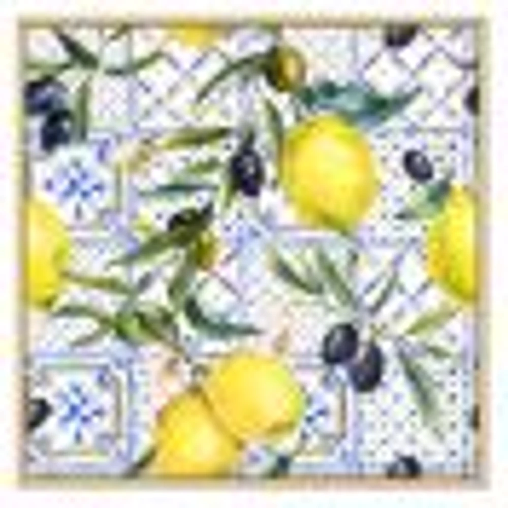 Toile « Lemon Ornament on Blue al Pattern III