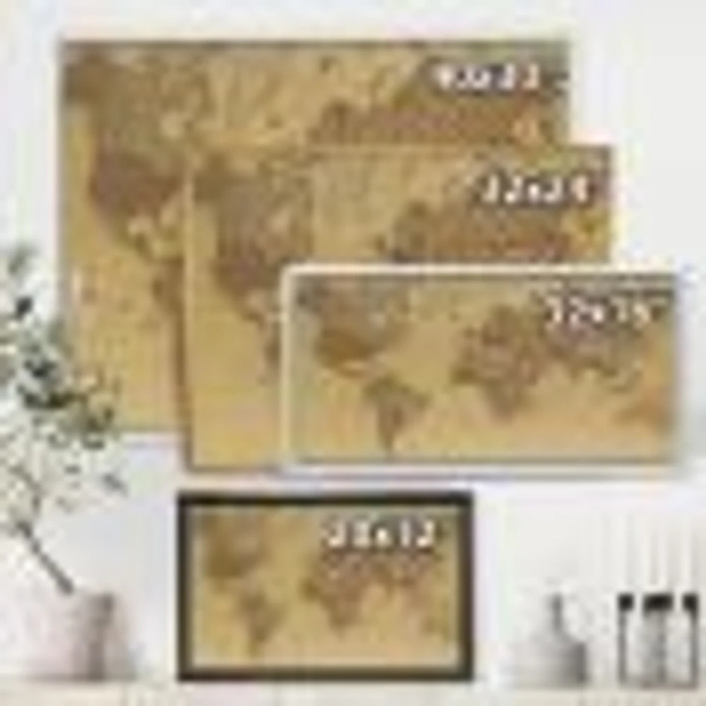 Ancient Map of The World III Canvas Wall Art