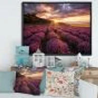 Toile « Sunrise & Dramatic Clouds Over Lavender Field IV