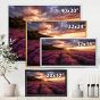 Sunrise & Dramatic Clouds Over Lavender Field IV  Wall Art