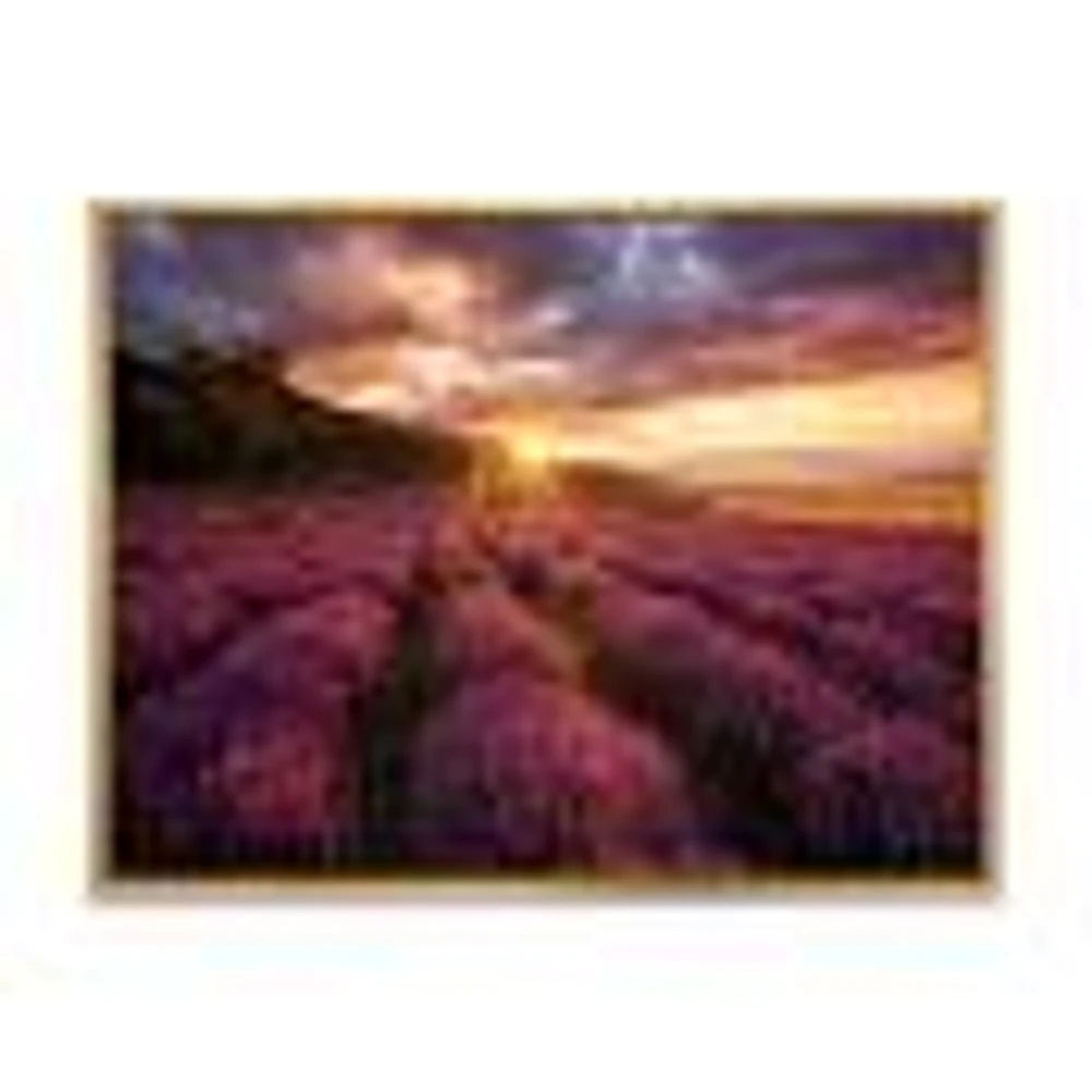 Sunrise & Dramatic Clouds Over Lavender Field IV  Wall Art