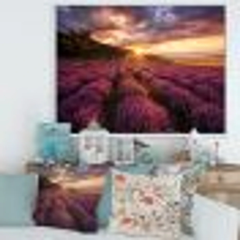 Toile « Sunrise & Dramatic Clouds Over Lavender Field IV