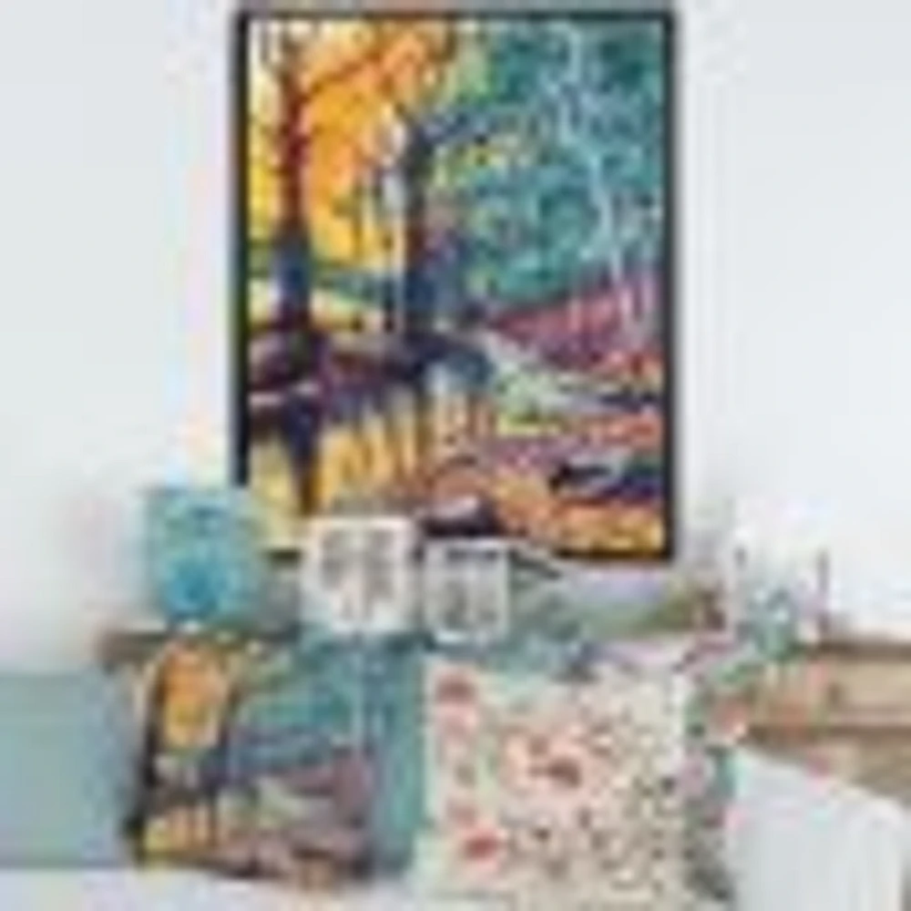 Toile « Landscape with River Autumn Forest Sunset »